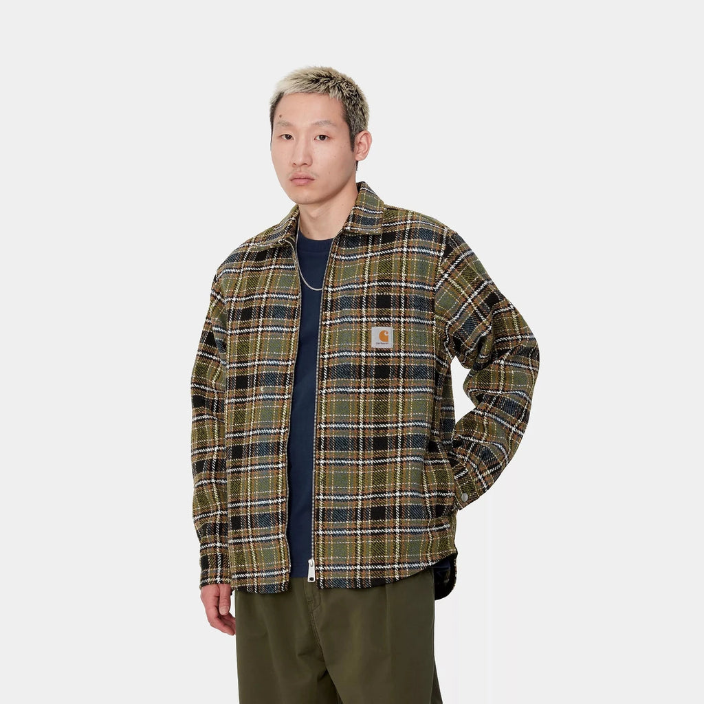 Mannequin portant le manteau Carhartt WIP Stroy Shirt Jacket check/black vu de face 