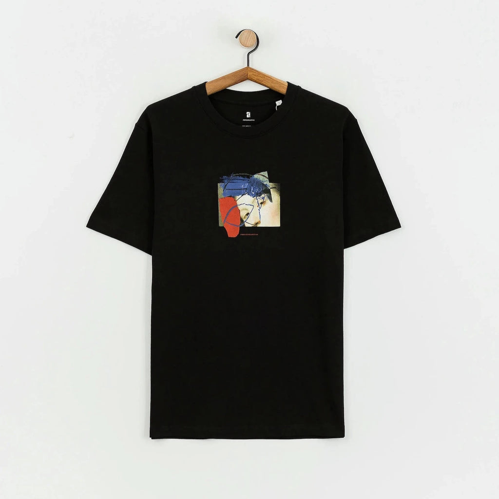 T-shirt Poetic Collective Half on Half Black vue de face sur cintre