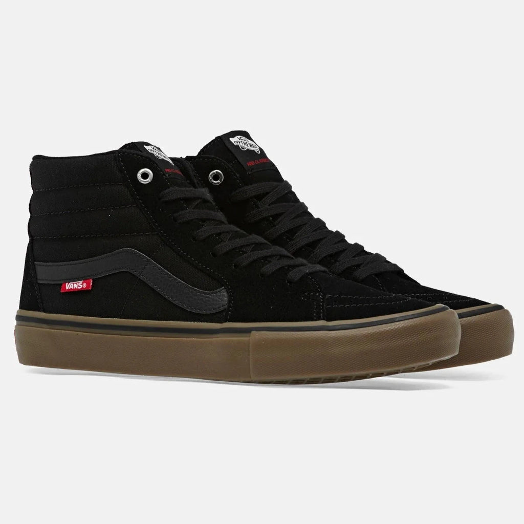 Chaussures Vans SK8-Hi Black Gum Pro vues de côté