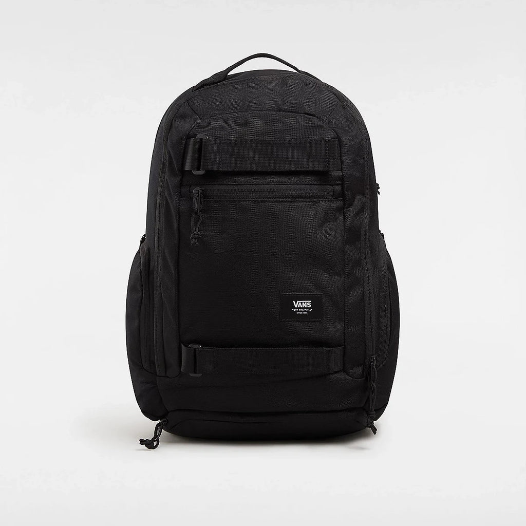 Sac à dos Vans DX Skate Noir, vu de face, fabriqué en tissu CORDURA® durable et fonctionnel