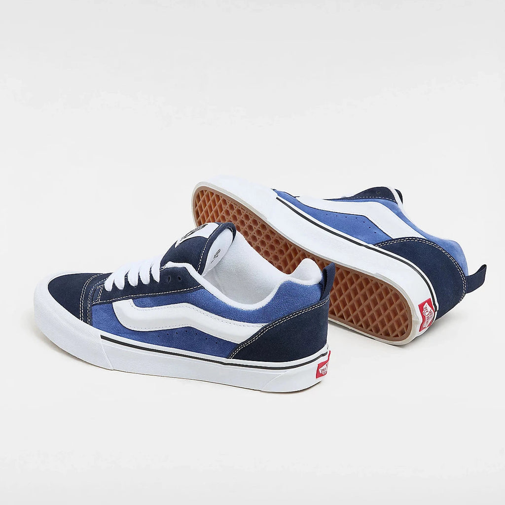 Chaussures Vans Knu Skool Navy White vue de profil et couchée