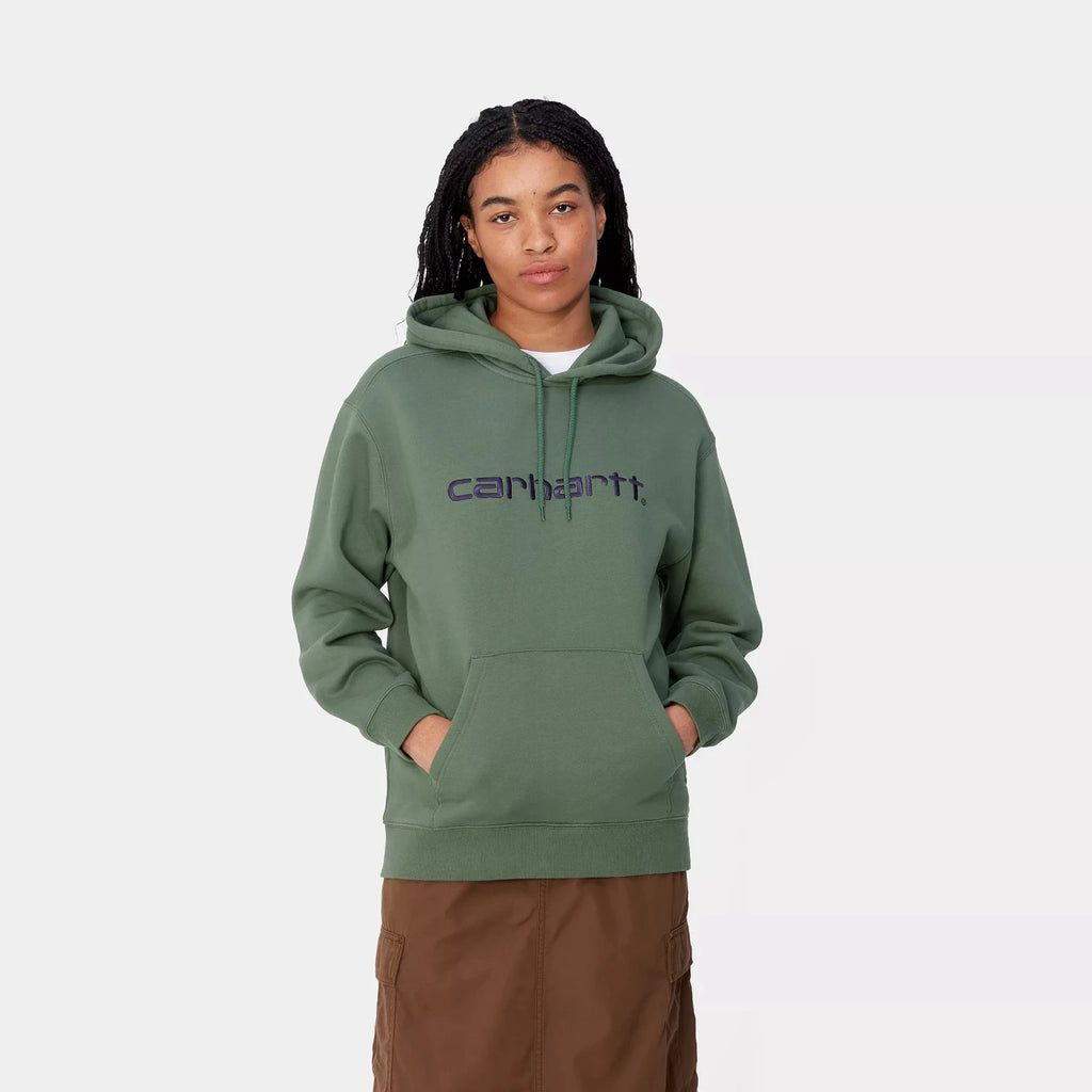 Mannequin portant le Carhartt WIP Hooded Sweatshirt Women Duck Green vu de face