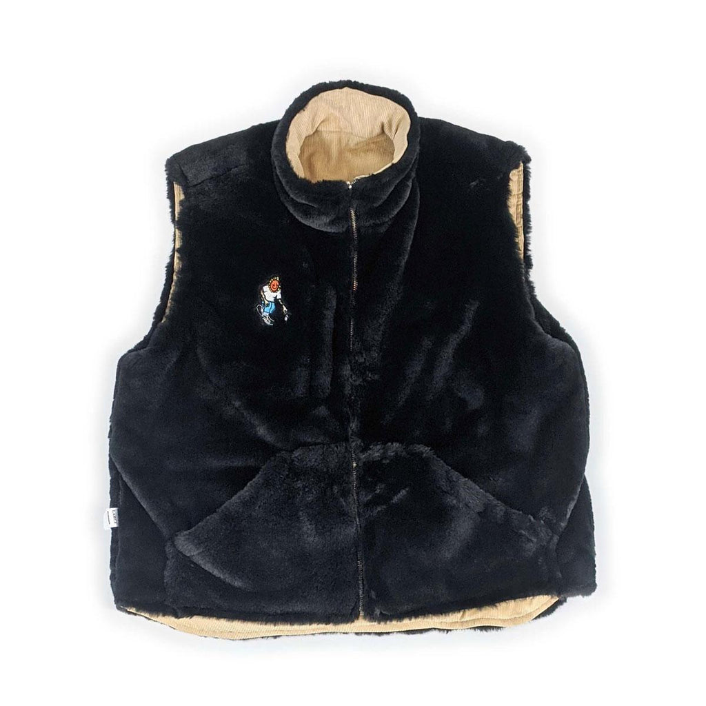 Yagö Reversible Vest Fake Fur/Cord (Beige/Black)