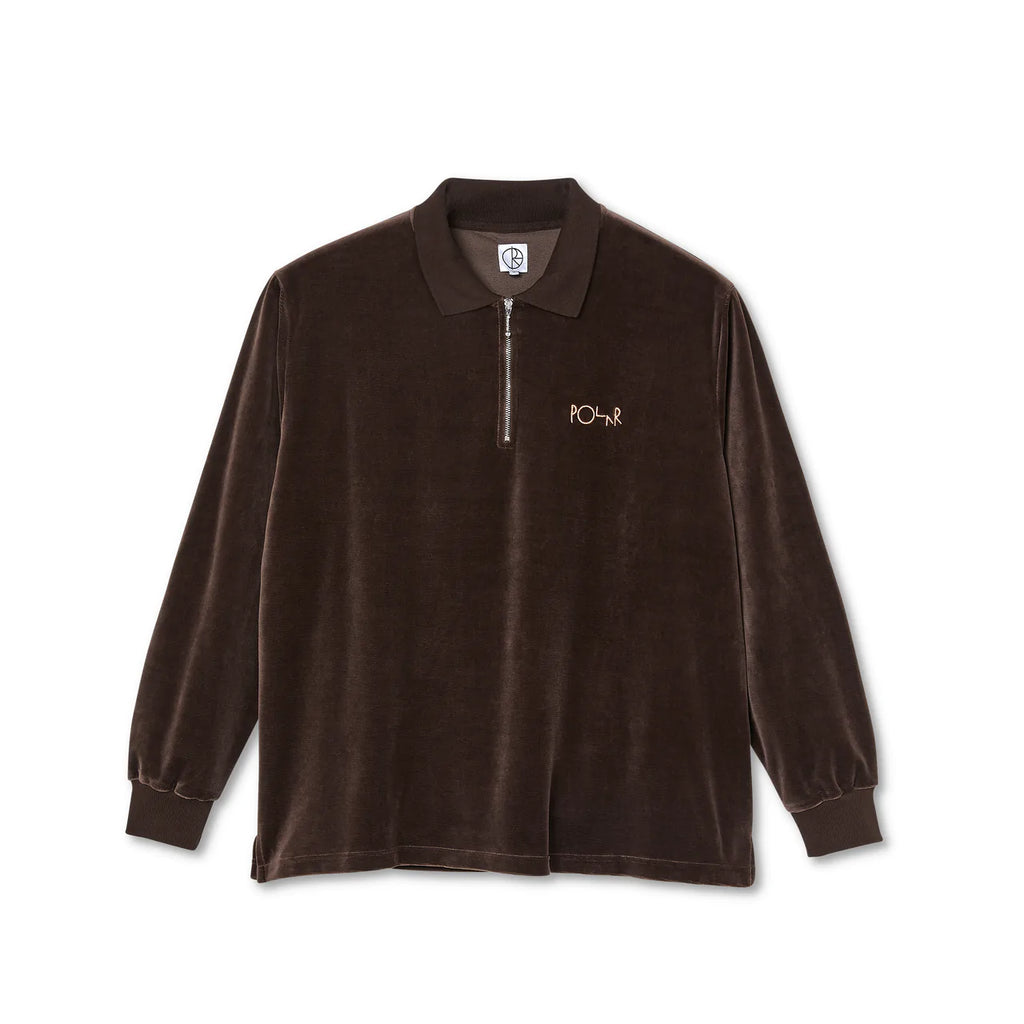 Polar Skate Co. Velour Zip Polo L/S Shirt ZIP (Brown)